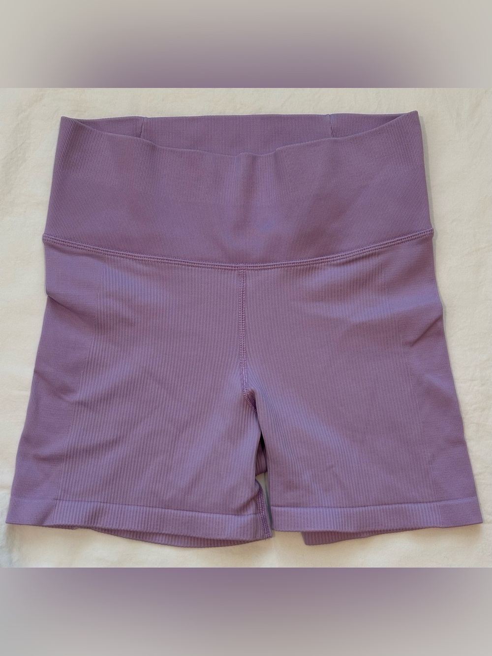 Athleta Aurora Seamless High Rise Ribbed 4" Bike Shorts Purple Size Small